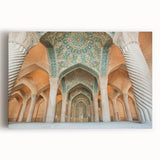 Black and white stretched canvas of Middle Eastern scenery, ideal for kitchen wall art.