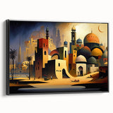 Black and white wall art depicting an Iraqi landscape on framed canvas, ideal for bedroom decor.