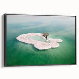 Black and white framed canvas of the Dead Sea landscape, ideal for bedroom wall art in vintage poster style.