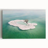 Black and white stretched canvas of the Dead Sea landscape, ideal for kitchen wall art.