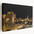 Panoramic view of Jerusalem in muted earth tones on a large stretched canvas, suitable for kitchen wall art.