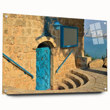 Acrylic print of a large abstract depiction of Tel Aviv skyline in muted earth tones, ideal for dining room decor.