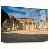 Large abstract wall art of Middle Eastern scenery in muted earth tones, acrylic print.