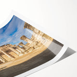 Extra large wall art featuring line art flowers in a Middle Eastern scenery on a rolled print.