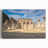 Black and white stretched canvas of a Middle Eastern landscape, ideal for kitchen wall art.