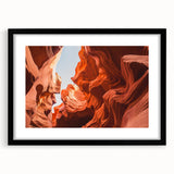 Extra large abstract art print depicting a colorful, textured scenery of the Middle East, framed in black.