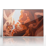 Art deco poster of Jordanian scenery in muted earth tones on framed acrylic, suitable for modern art wall decor or nursery.