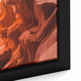 Close-up of extra large framed canvas featuring textured, colorful Middle Eastern scenery in black.