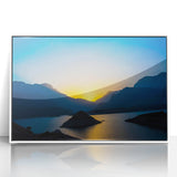 Art deco-style poster of a Middle Eastern landscape in muted earth tones on framed acrylic, ideal for modern art wall decor.