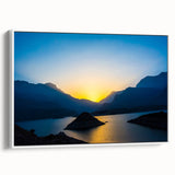 Vintage poster art of a Middle Eastern scenery on a framed canvas, with colorful accents on a black background.