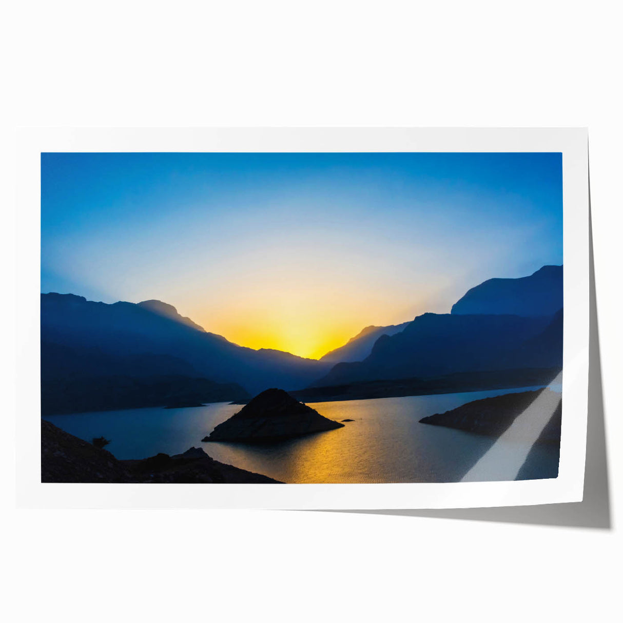 Extra large rolled print of a Middle Eastern landscape in muted earth tones, ideal for dining room wall art.