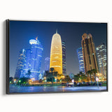 Black and white framed canvas depicting a vintage Qatar landscape, ideal for bedroom wall art.