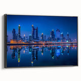 Black and white landscape painting of a Middle Eastern desert scene on framed canvas, suitable for bedroom decor.