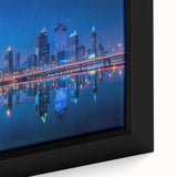 Extra large framed canvas featuring a textured black wall art scene of a Middle Eastern landscape in colorful hues.