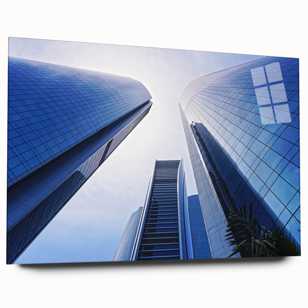 Acrylic print of a large abstract depiction of the Abu Dhabi skyline in muted earth tones.