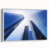 Vintage poster art of Abu Dhabi skyline in colorful hues on a large framed canvas, ideal for living room decor.