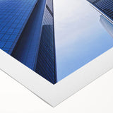 Art deco poster of Abu Dhabi skyline in muted gold and blue tones on rolled canvas, suitable for dining room wall art.