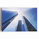 Black and white stretched canvas of the Abu Dhabi skyline, ideal for kitchen wall art.