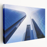 Abu Dhabi skyline in muted gray and blue tones on stretched canvas, suitable for kitchen wall art.