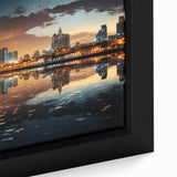 Extra large framed canvas featuring a textured depiction of the Burj Khalifa in black with colorful accents.