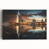 Black and white photograph of Burj Al Arab on stretched canvas, suitable for kitchen wall art.