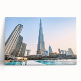 Black and white stretched canvas of Burj Khalifa, ideal for kitchen wall art or bedroom ambiance.
