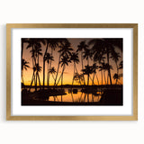 Extra large abstract art print of oceanic scenery in textured blues and greens, framed in gold, ideal for living room decor.