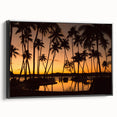 Black and white framed canvas depicting a vintage Fiji landscape, ideal for bedroom wall art.