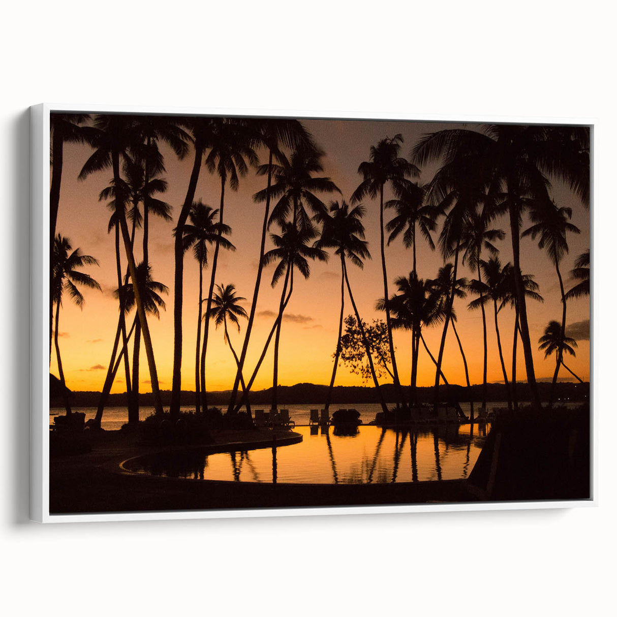 Vintage poster art of a scenic Oceania-Fiji landscape on a framed canvas, featuring vibrant colors.