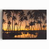 Black and white stretched canvas of a serene Fiji beachscape, ideal for kitchen wall art.