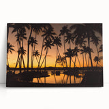 Black and white stretched canvas of a serene Fiji beach scene, ideal for kitchen wall art or bedroom ambiance.