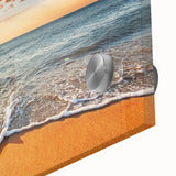 Large abstract wall art depicting Bora Bora's serene waters on acrylic glass, in mid-century modernist style.