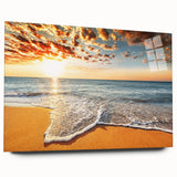 Large abstract wall art of the Bora Bora scenery on acrylic glass, featuring vivid blue and green tones.