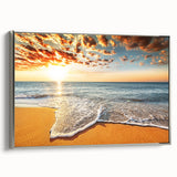 Framed canvas featuring a landscape art painting of Bora Bora with vibrant blue and green tones.