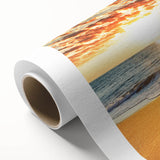 Art deco style poster of Bora Bora scenery on rolled canvas, featuring serene blue water tones, ideal for nursery wall art.