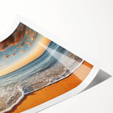 Extra large wall art featuring line art flowers in muted pastel shades on a rolled print.