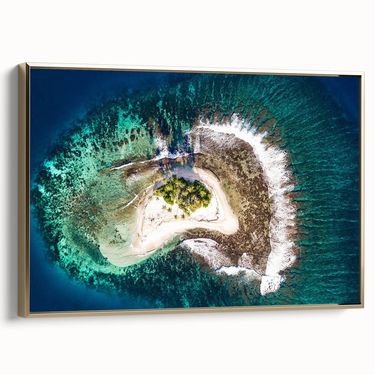 Framed canvas featuring a black and white vintage landscape of Tahiti, ideal for bedroom wall art.