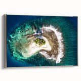 Framed canvas of a Tahitian landscape painting in vibrant colors, ideal for enhancing living room decor.