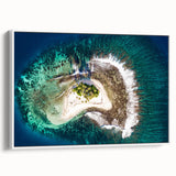 Vintage poster art of Tahitian landscape on framed canvas, featuring vibrant colors, ideal for living room decor.