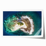 Extra large rolled print of Tahiti scenery with vibrant ocean and floral elements, suitable for dining room or bathroom.