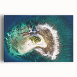 Black and white stretched canvas of Tahiti's coastline, ideal for kitchen art.