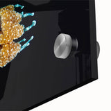 Large abstract wall art in vibrant oceanic blues and greens on acrylic glass, ideal for dining room ambiance.