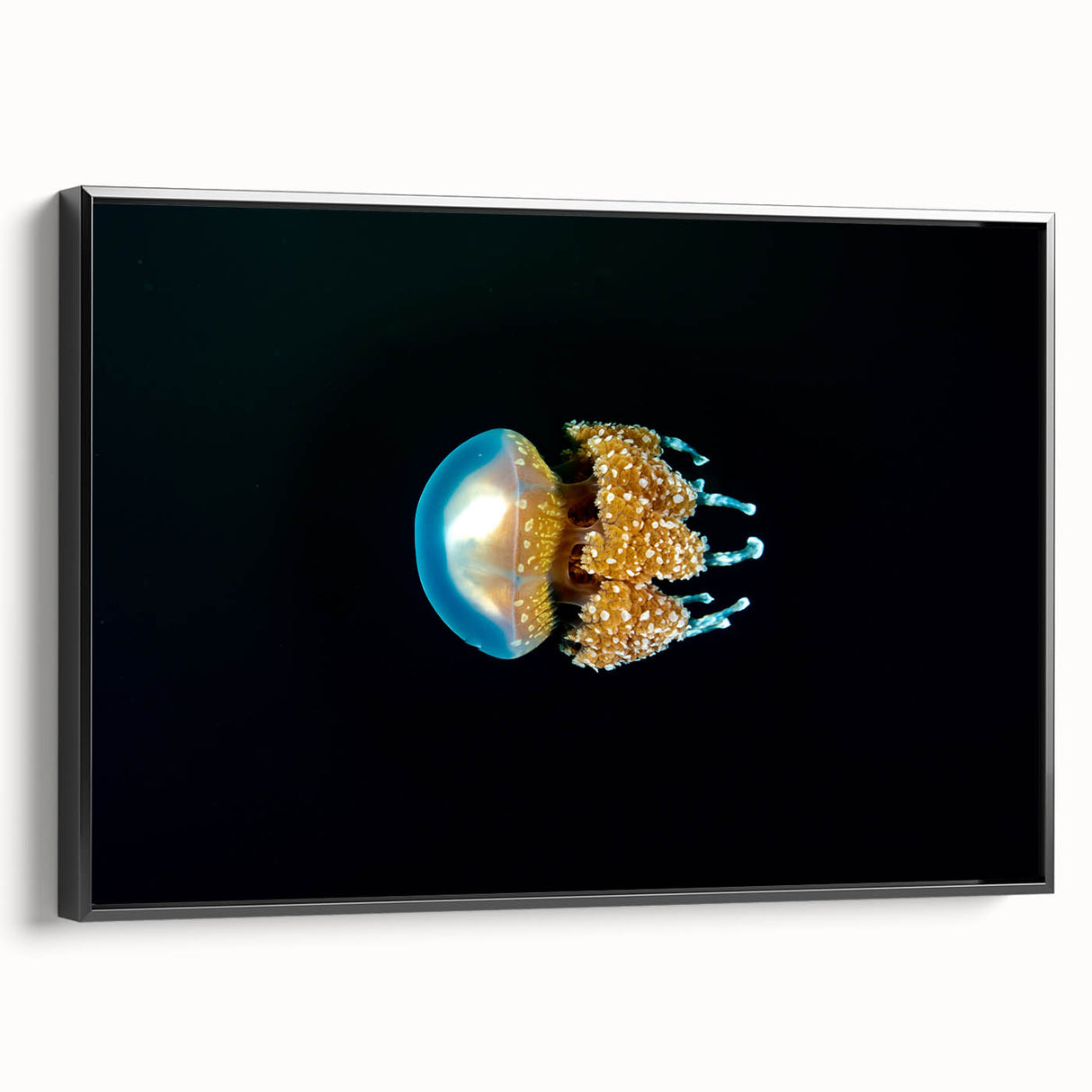 Black and white landscape art of Micronesia on a framed canvas, ideal for bedroom wall decor.