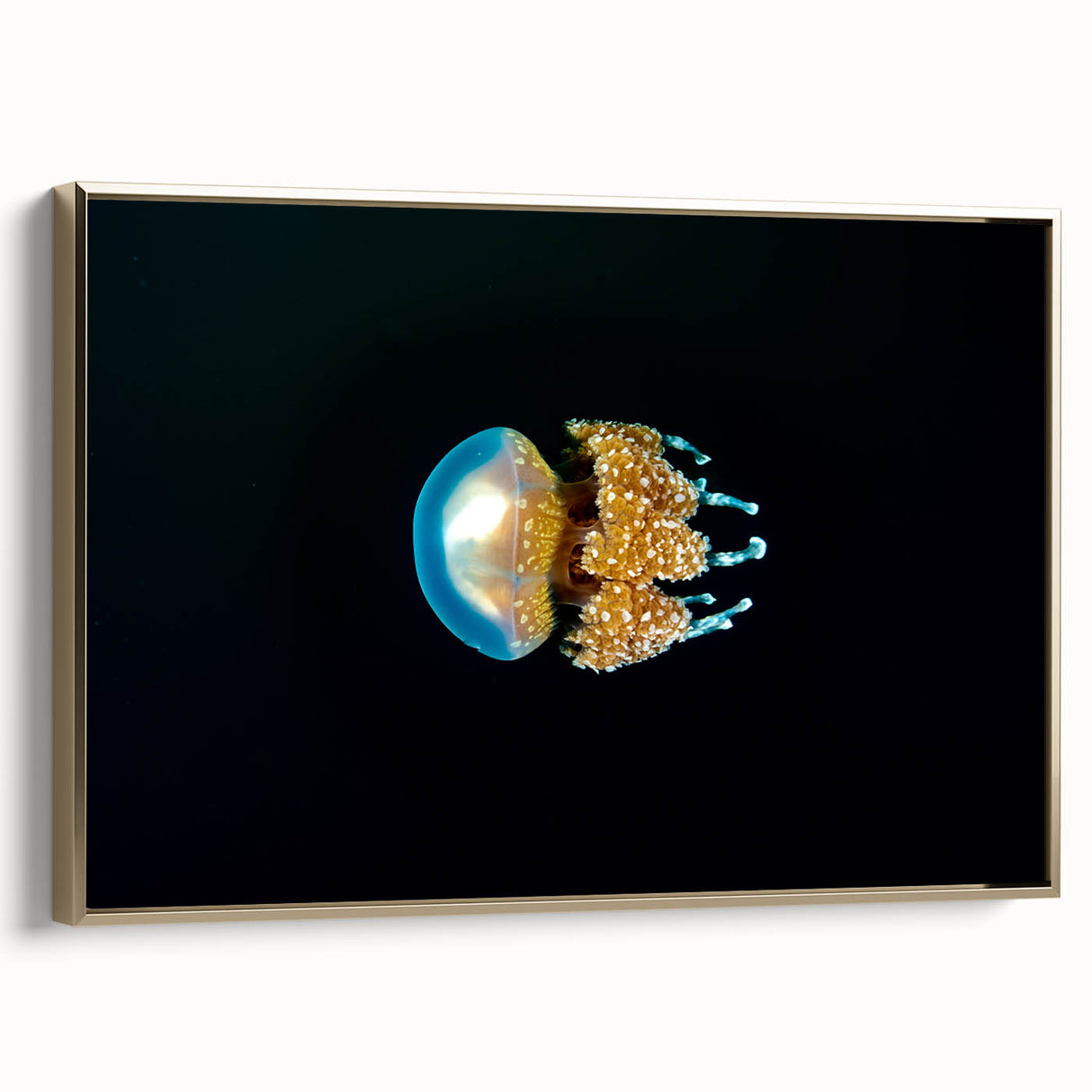 Framed canvas featuring a vintage-style black and gold landscape painting, ideal for bedroom wall art.