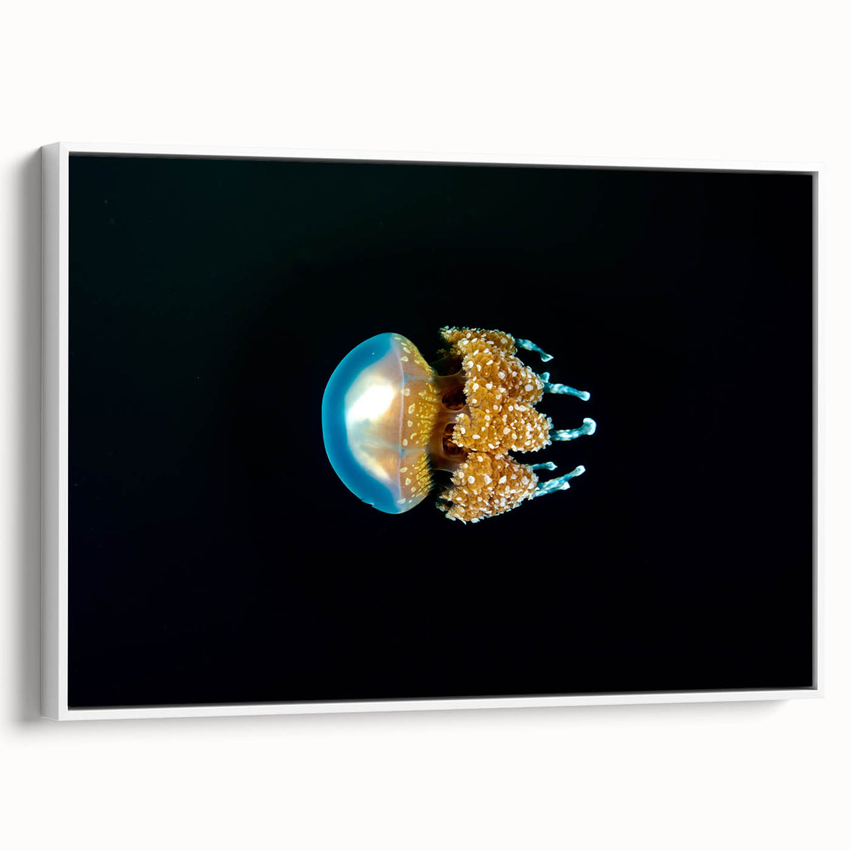 Vintage poster art depicting colorful Micronesian scenery on a large framed canvas, ideal for living room decor.