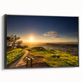 Black and white framed canvas of Auckland landscape, ideal for bedroom wall art.
