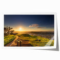 Extra large rolled print of Auckland, New Zealand scenery with lush green hills and vibrant blue waters.
