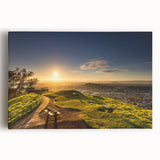 Black and white large art print of Auckland skyline on stretched canvas, ideal for kitchen wall art.