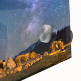 Abstract landscape of Canterbury, New Zealand in muted earth tones on acrylic glass.