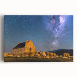Black and white photograph of a serene Canterbury, New Zealand landscape on stretched canvas, ideal for kitchen art.